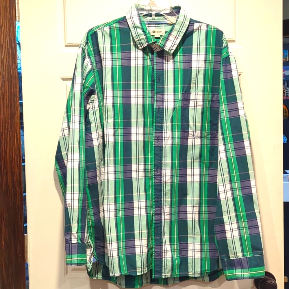 Haggar XXL Green plaid shirt